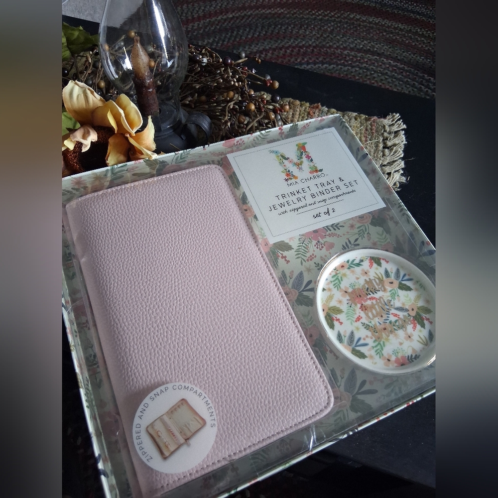 Trinket Tray And Jewelry Binder Set, New In Box